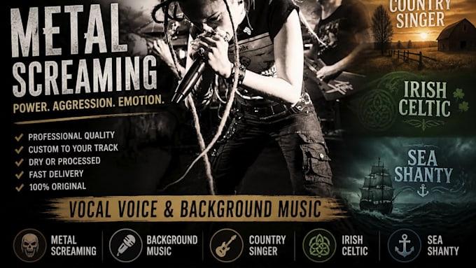 record professional metal screaming, growls and hardcore vocal