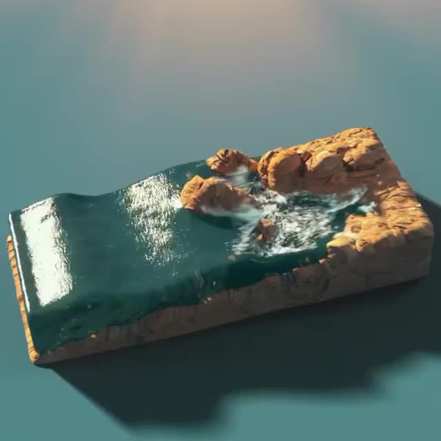create 3d water simulation, fluid simulation, vfx and houdini product animation