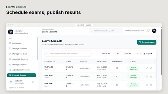 build a school management system or lms website with mern stack