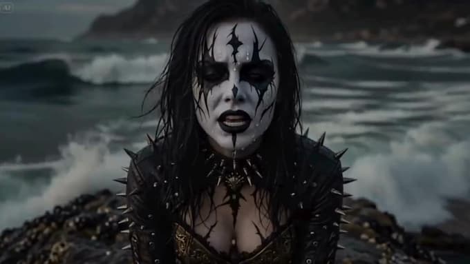 create cinematic dark metal lyric video, rap, rock and gothic visuals