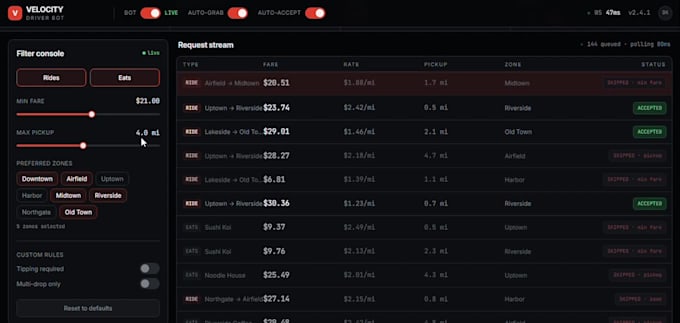 develop custom doordash, instacart, spark driver and amazon flex automation