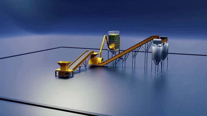 3d industrial animation, recycling plant simulation and engineering video