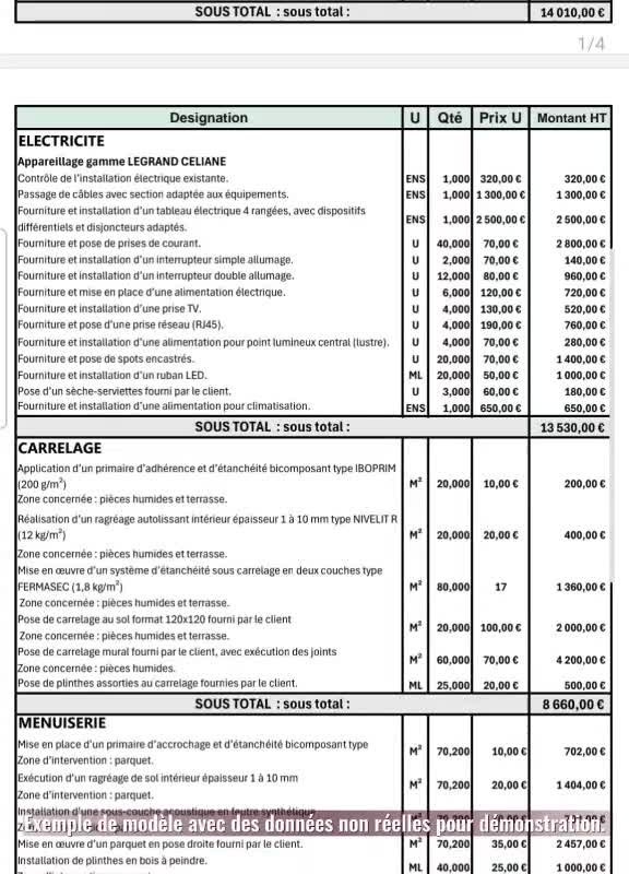creer vos devis excel pour batiment et maconnerie