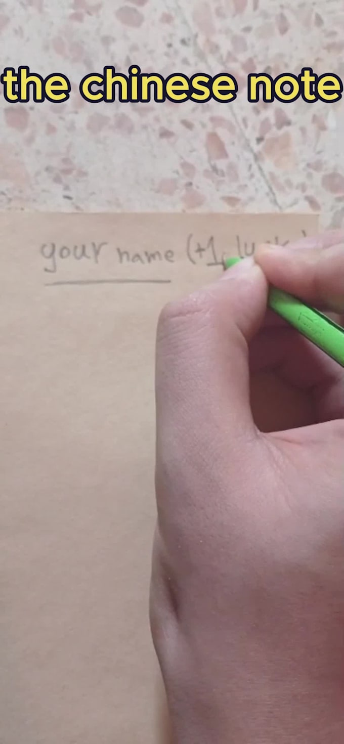 write your name in my lucky chinese note for extra luck