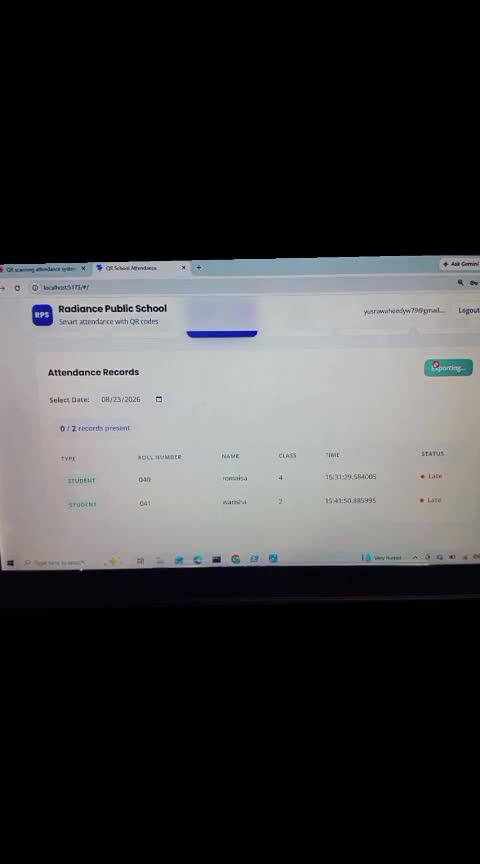 build qr code attendance system for schools admin dashboard