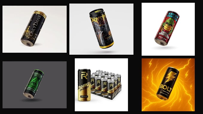 design energy drink, beer, and beverage can label packaging