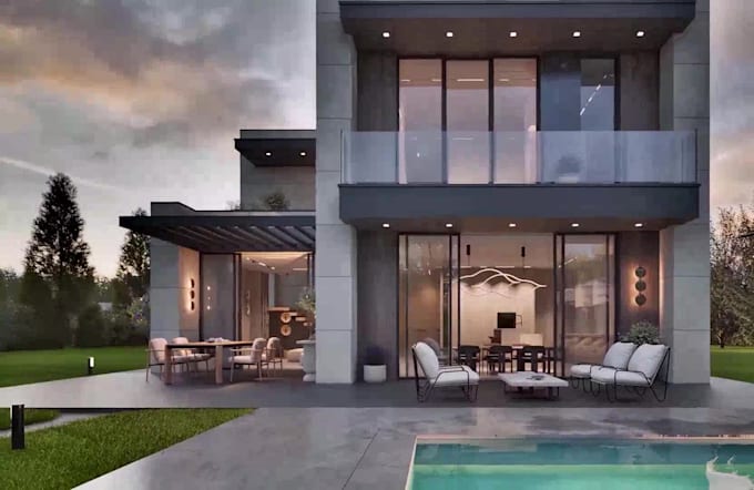 3d rendering architecture animation, render 2d 3d autocad, revit house model