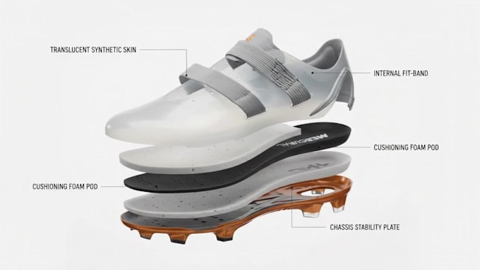 create 3d cleat model, soccer, footwear, render for manufacturing
