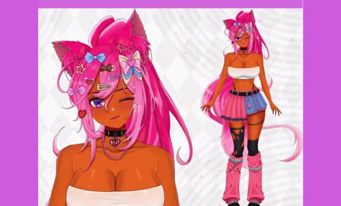 design a professional vtuber model character for streaming, live2d rigging, png