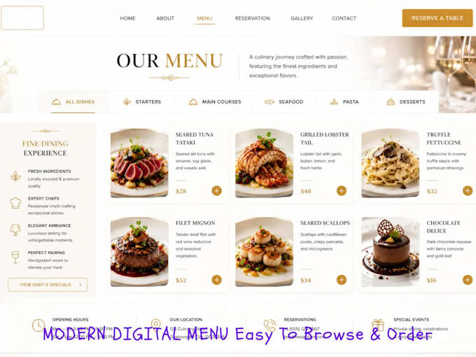 develop a premium restaurant website with online ordering