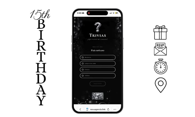 create an interactive digital 15th birthday invitation