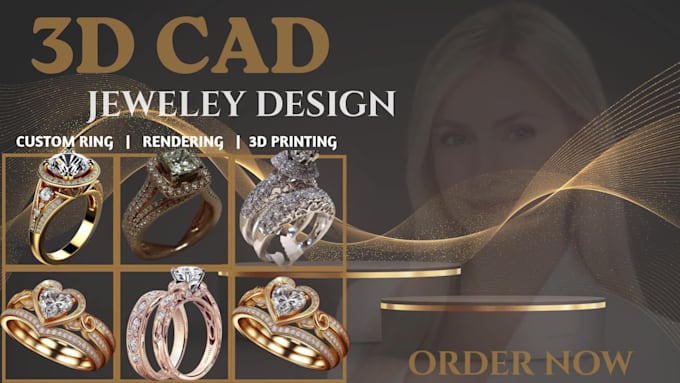 create 3d cad jewelry, custom rings, renderings, and 3d printing