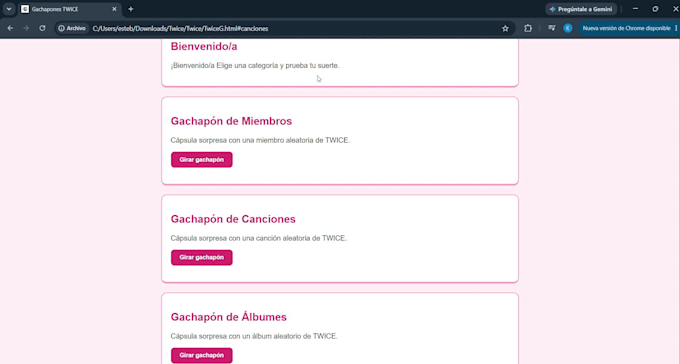lo haré una página web simple en HTML, CSS y javascript