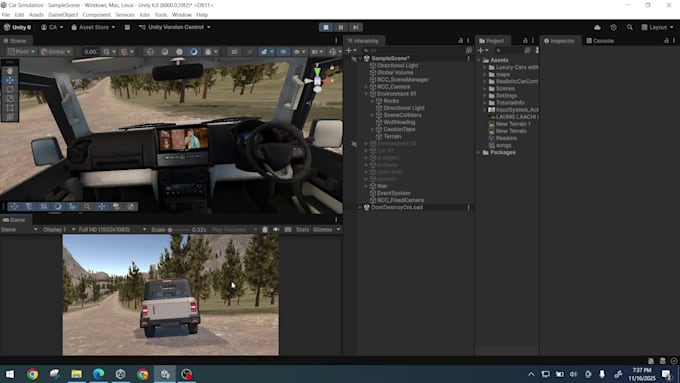 develop unity car racing and open world games