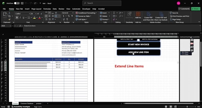 design editable auto calculating excel invoice, fillable PDF form, quotation