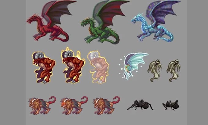 Create custom pixel art creature and monster sprites animation for your ...