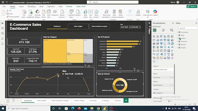 build a power bi ecommerce sales dashboard with kpis and dax