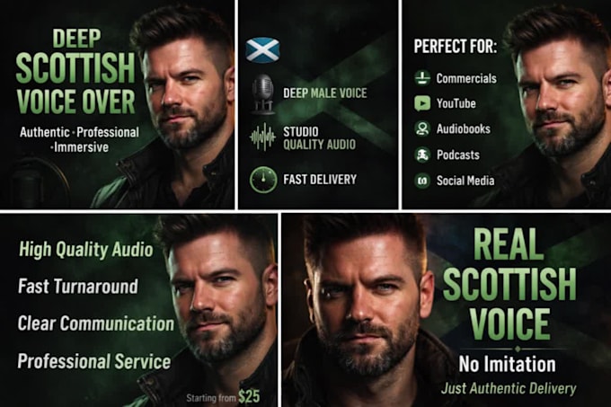 record a high quality, authentic scottish male voice over