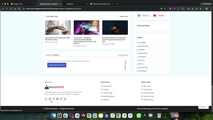 setup blogger template and customize responsive blogspot website