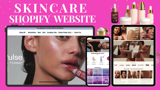 design skincare beauty shopify store, shopify website