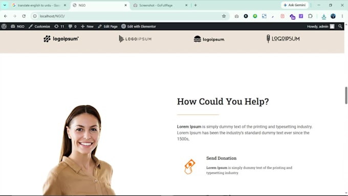 create a modern ngo nonprofit wordpress with elementor