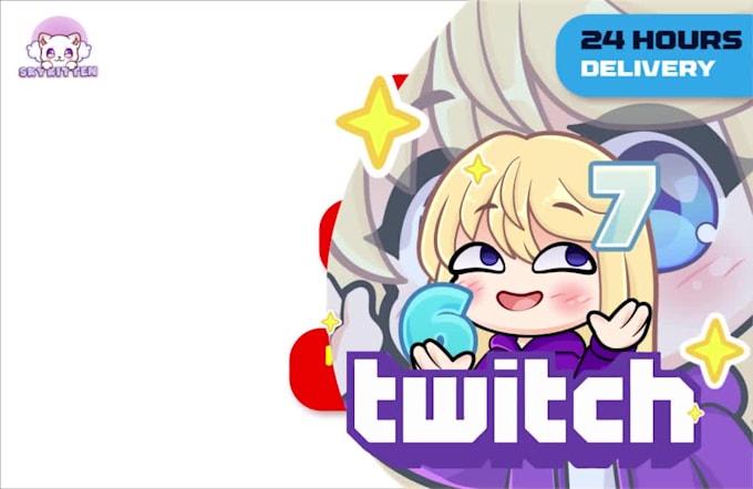 create cute chibi kawaii emotes or twitch stickers in 24 hr