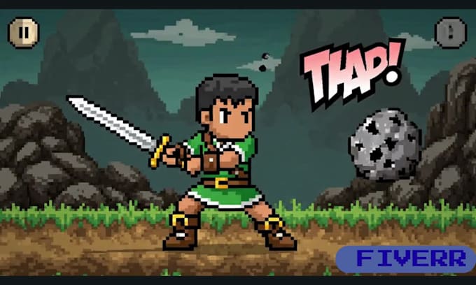 create rpg pixel art character sprite sheet with idle walk and attack animation