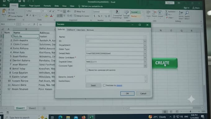 create an automated excel system with buttons forms