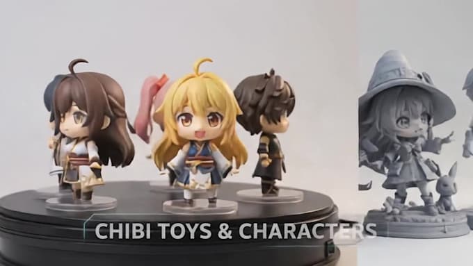 sculpt 3d anime action figures, chibi toys and  figurines for printing models