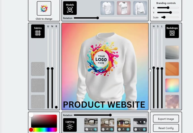 do 3d cloth, furniture product configurator website ai webgl gsap verge3d webxr