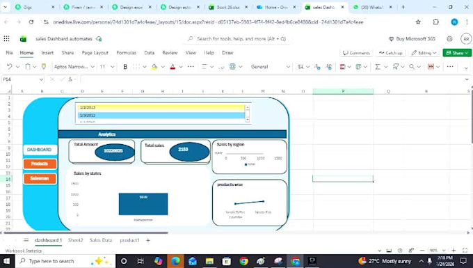 design excel and google sheet dashboard