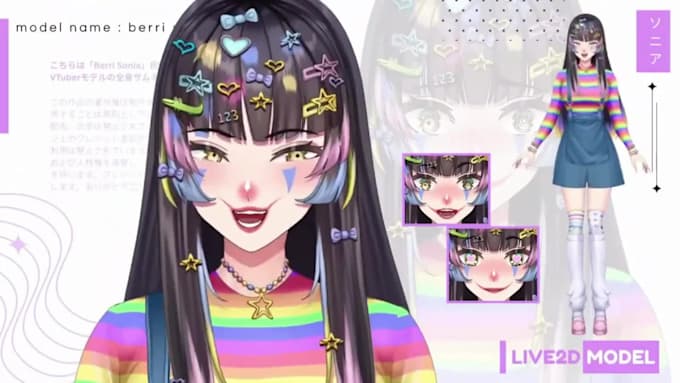 live 2d vtuber models, vtuber rigging vtuber commisions outfit and accessories