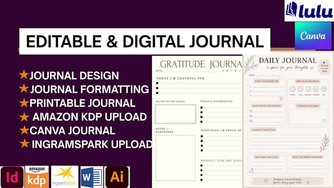 do editable digital journal, canva journal, redesign journal, journal formatting
