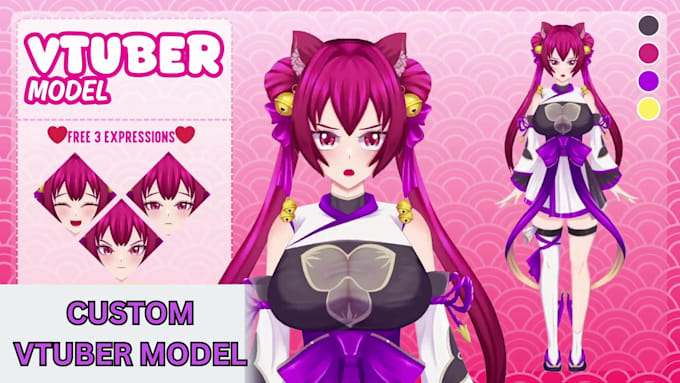 create custom 2d 3d vtuber model with full rigging, vrm, twitch, streaming setup