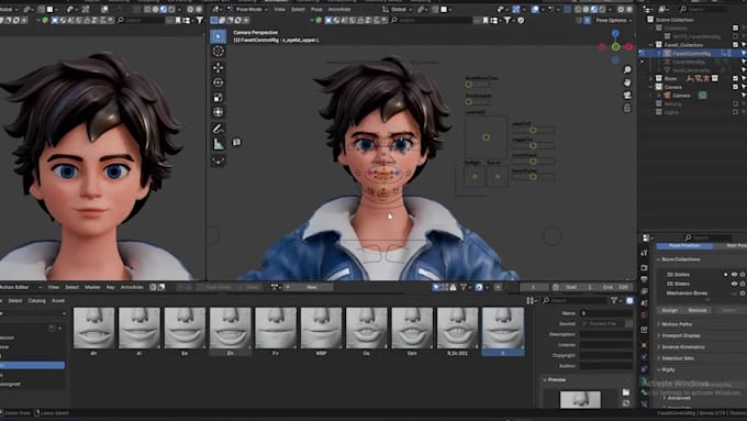 optimized 3davatar for webbased,vrchat,livestream,talkhead,game,arkit,facs,rig3d