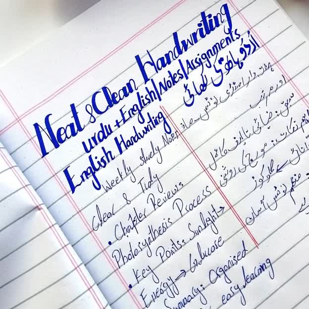 write notes in neat urdu and english handwriting