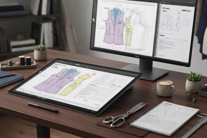 draft digital sewing patterns, grading and tech packs in PDF and dxf