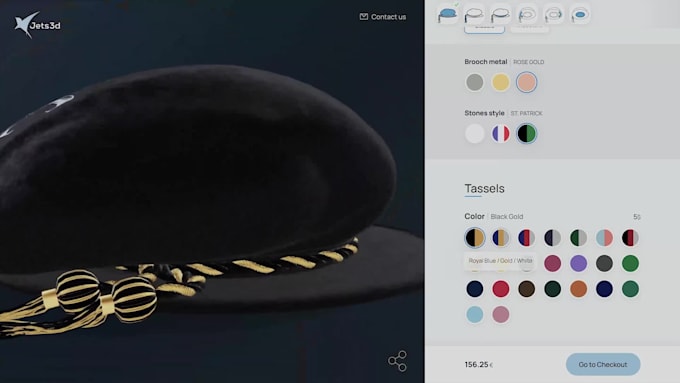 create 3d cap and hat models for three js  gbl configurators
