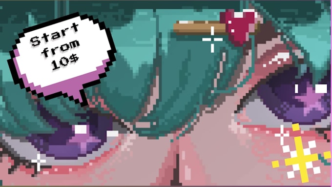 create aesthetic anime pixel art banners and headers