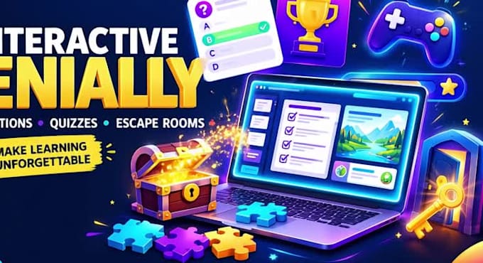create interactive genially presentations gamification quizzes, course design