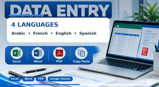 do arabic spanish french english data entry