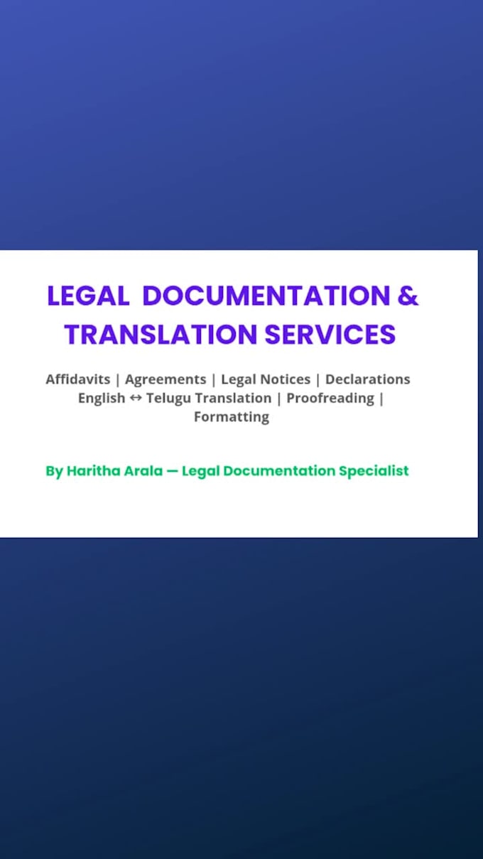 draft professional affidavits, agreements and translate