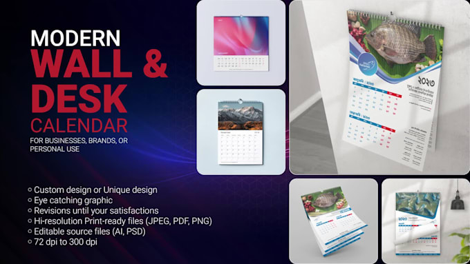 design premium wall and desk calendar for your brand