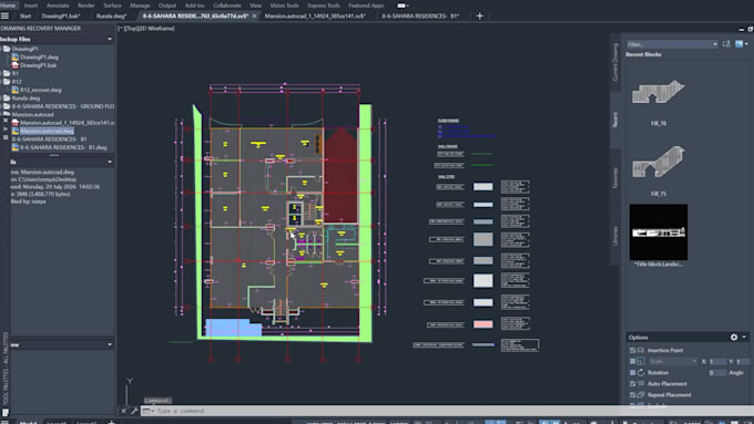 draft autocad 2d architectural floor plan drawing, elevation