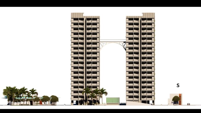 design highrise and mixused building , layout and 3d model