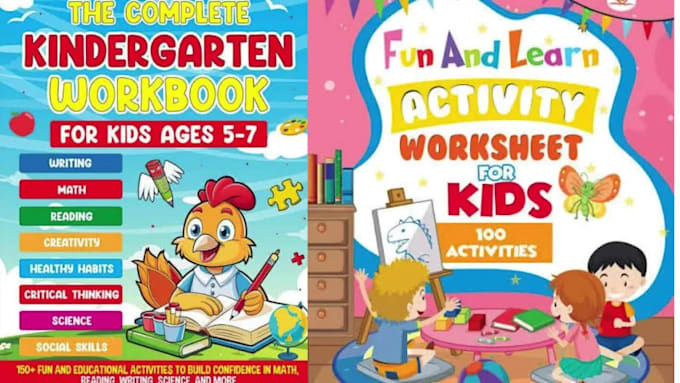 create kids workbook, design educational workbook, textbook, learning materials