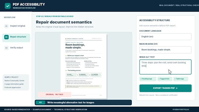 fix PDF accessibility, tags and reading order