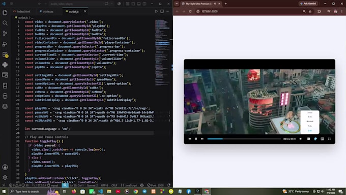 code custom HTML5 audio and video player using javascript