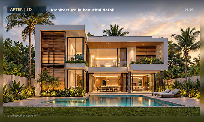 create 3d exterior model and realistic outdoor rendering for your property