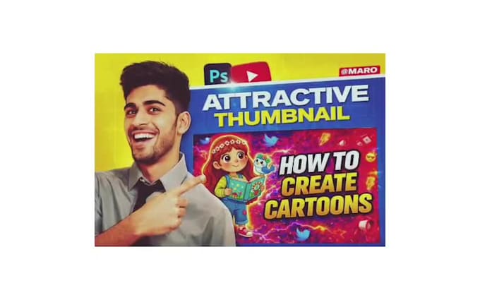 create cartoon styled youtube thumbnail designs